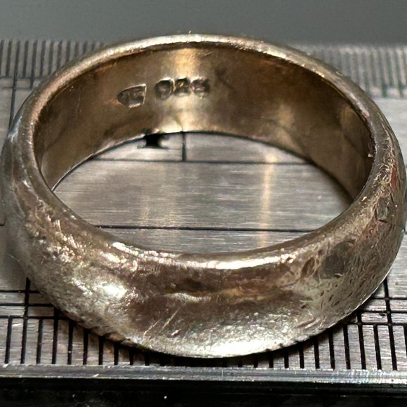 Jewelry - Vintage Thick Wide Rustic Weathered Sterling Silver Band Ring Size 7